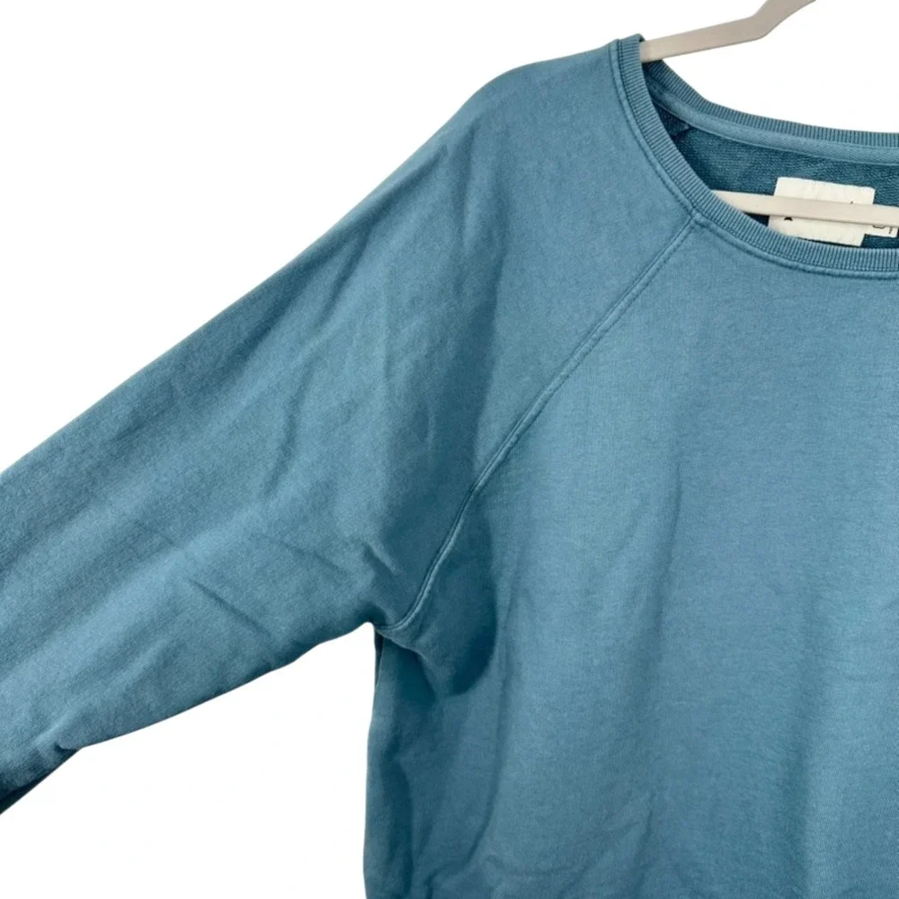 Pact Organic Cotton Raglan Sweatshirt Blue XL Pullover Crew Neck Side Slit - Picture 3 of 8